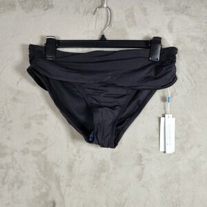 Bleu Rod Beattie Bikini Bottom Women Size 8 Black Skirted Ruched Swim Beachwear